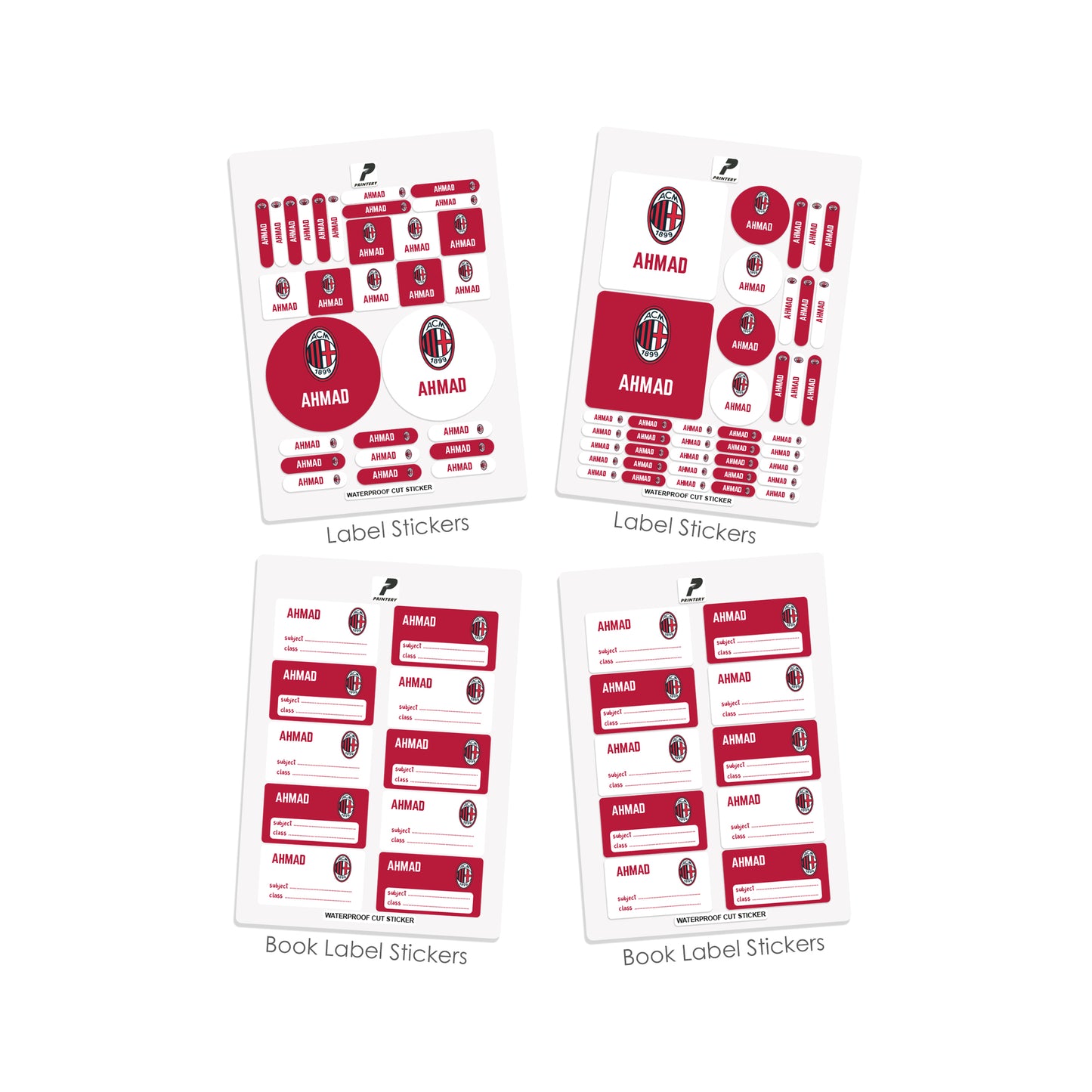 School Label Stickers Pack D091 - AC Milan