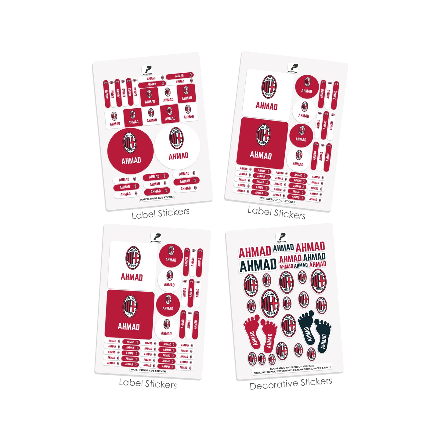 School Label Stickers Pack D091 - AC Milan