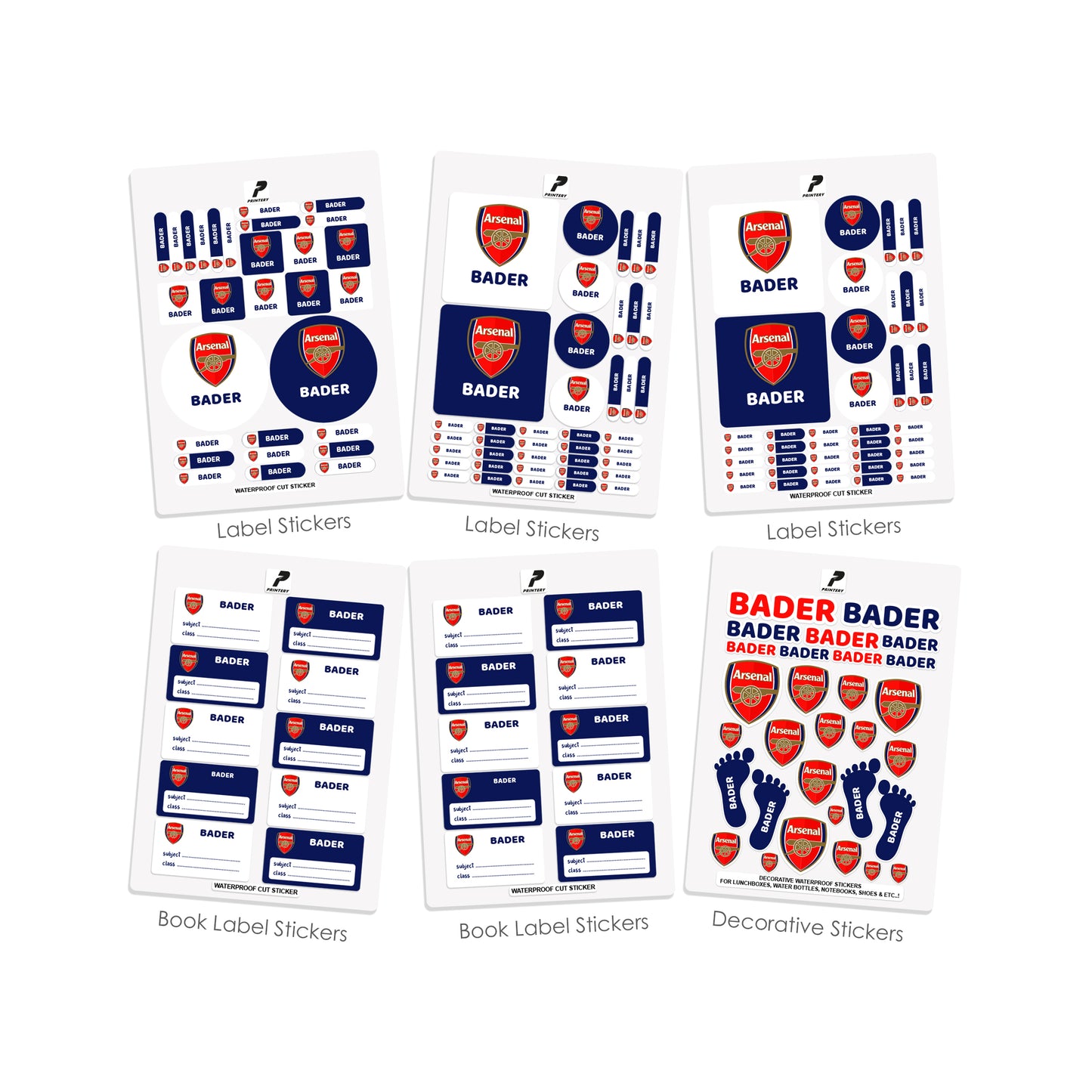 School Label Stickers Pack D092 - Arsenal