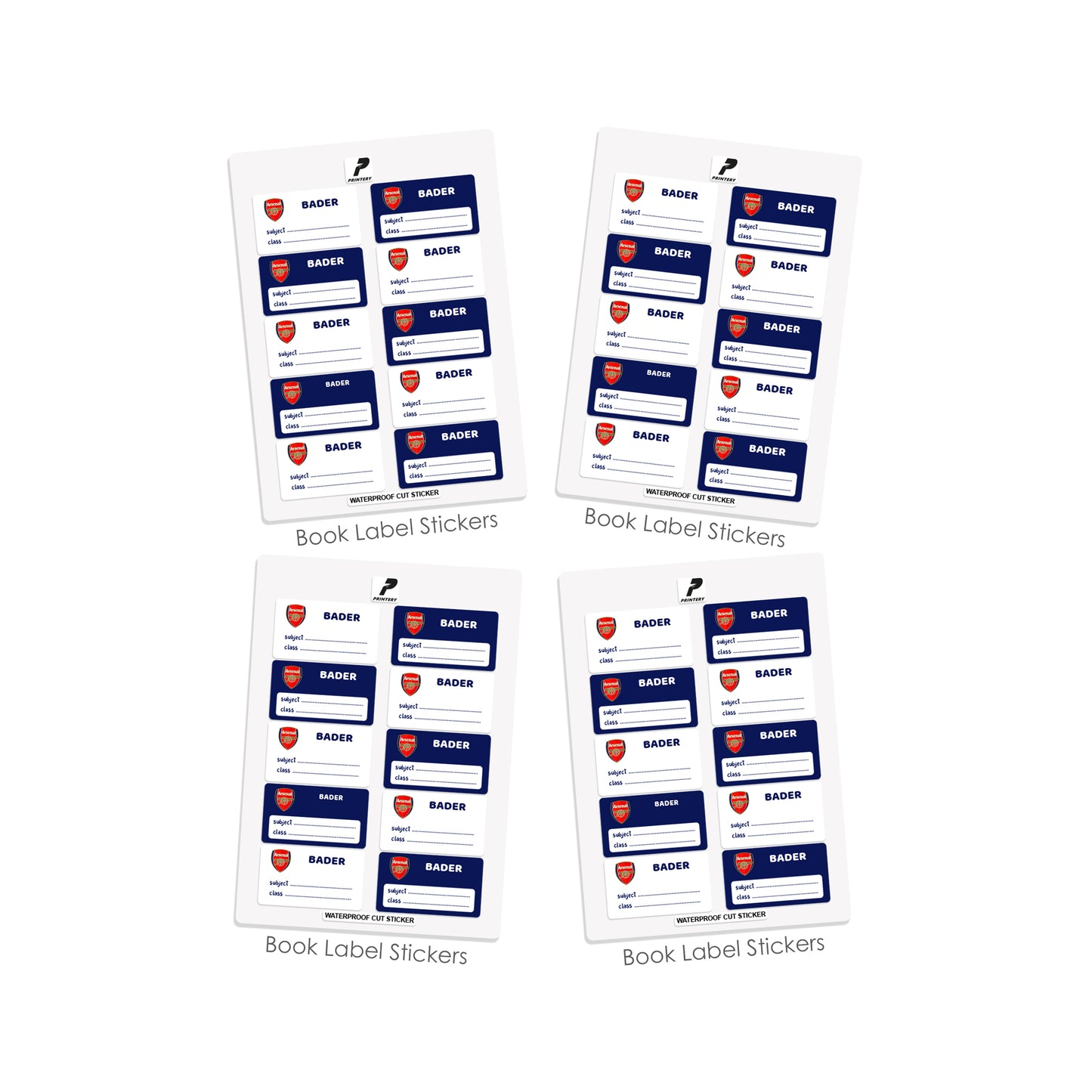 School Label Stickers Pack D092 - Arsenal