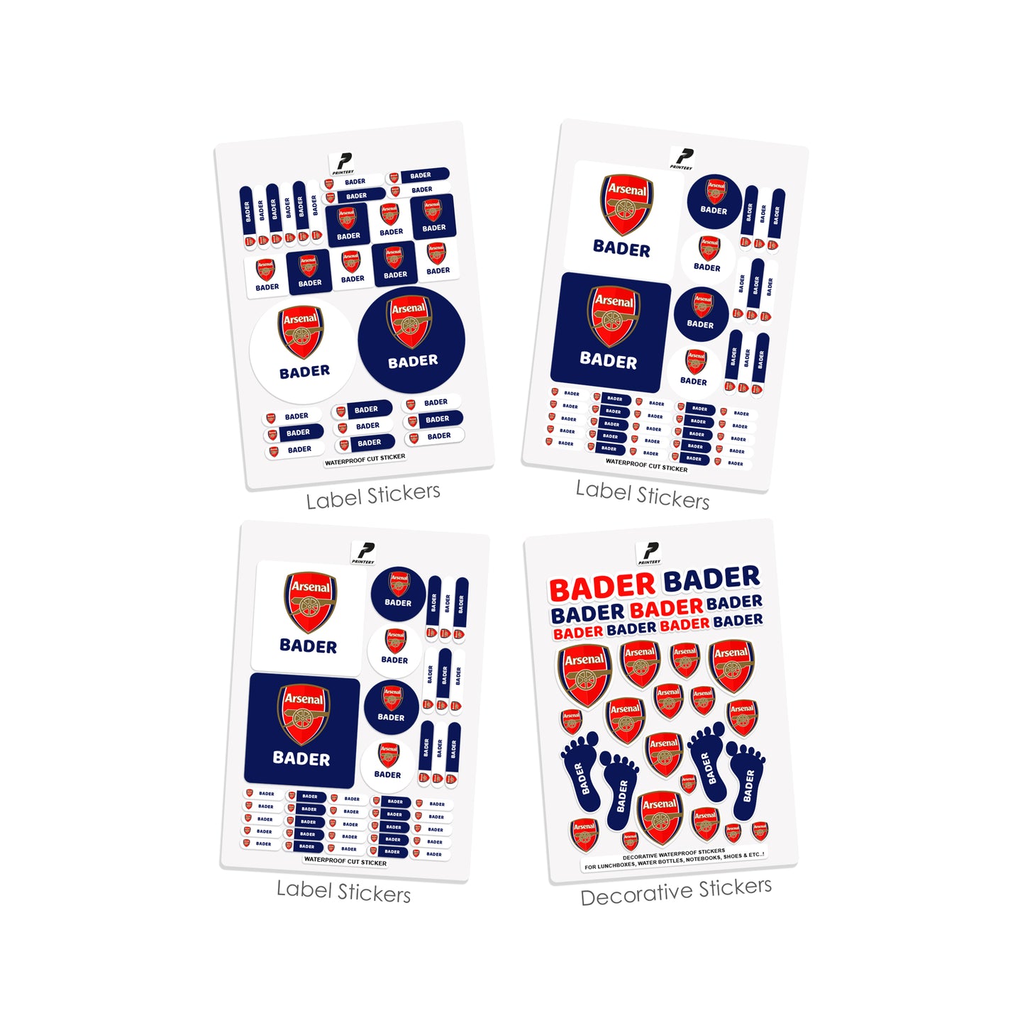 School Label Stickers Pack D092 - Arsenal