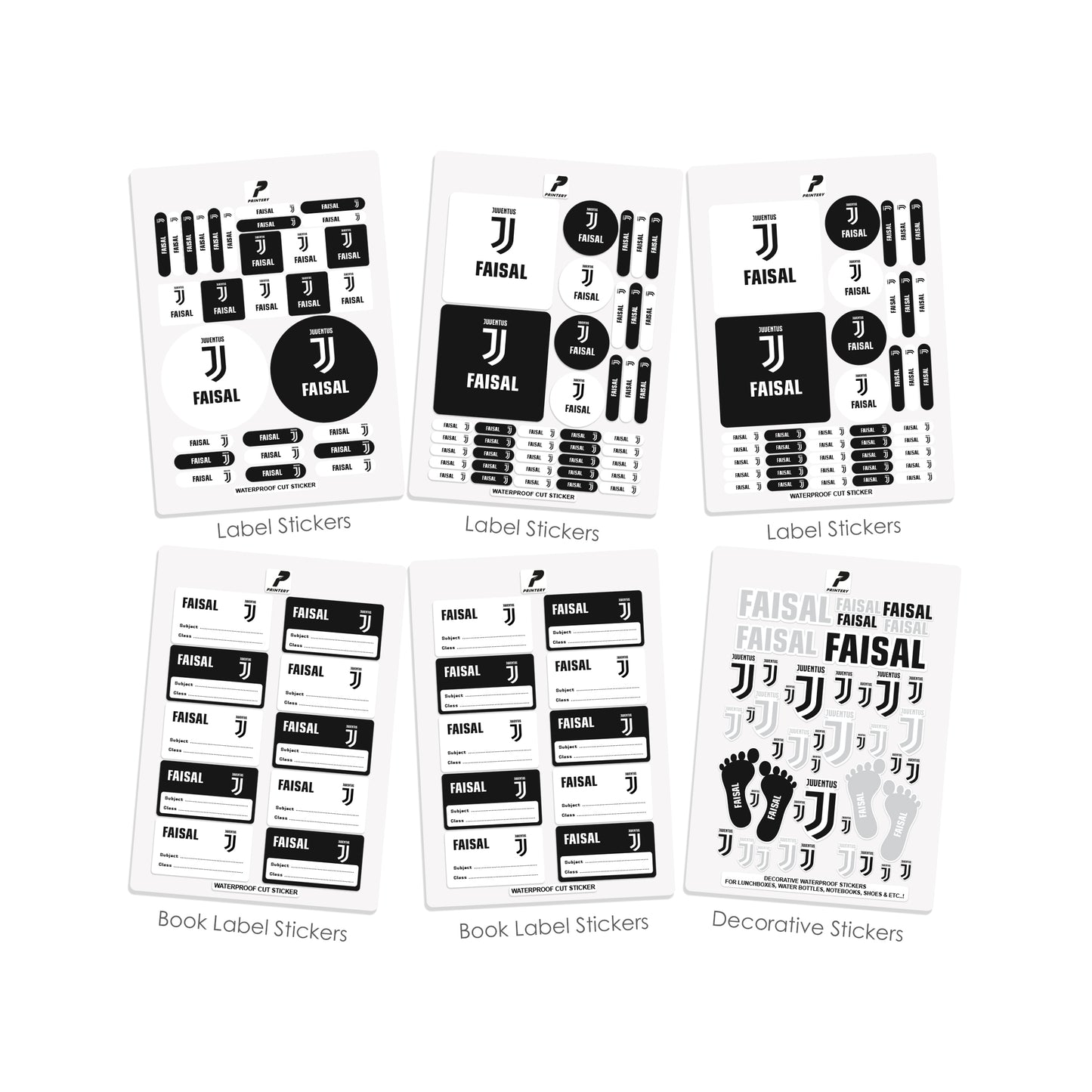 School Label Stickers Pack D094 - Juventus