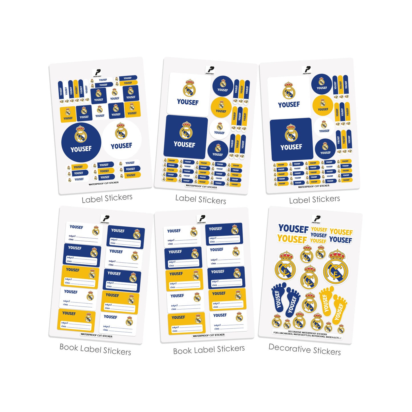 School Label Stickers Pack D098 - Real Madrid