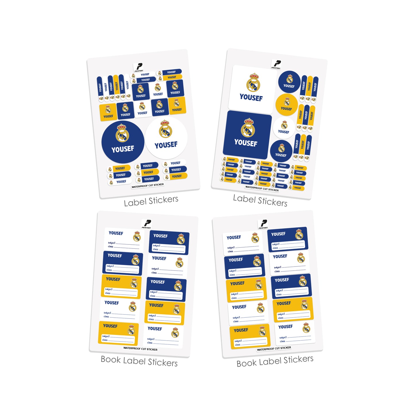 School Label Stickers Pack D098 - Real Madrid