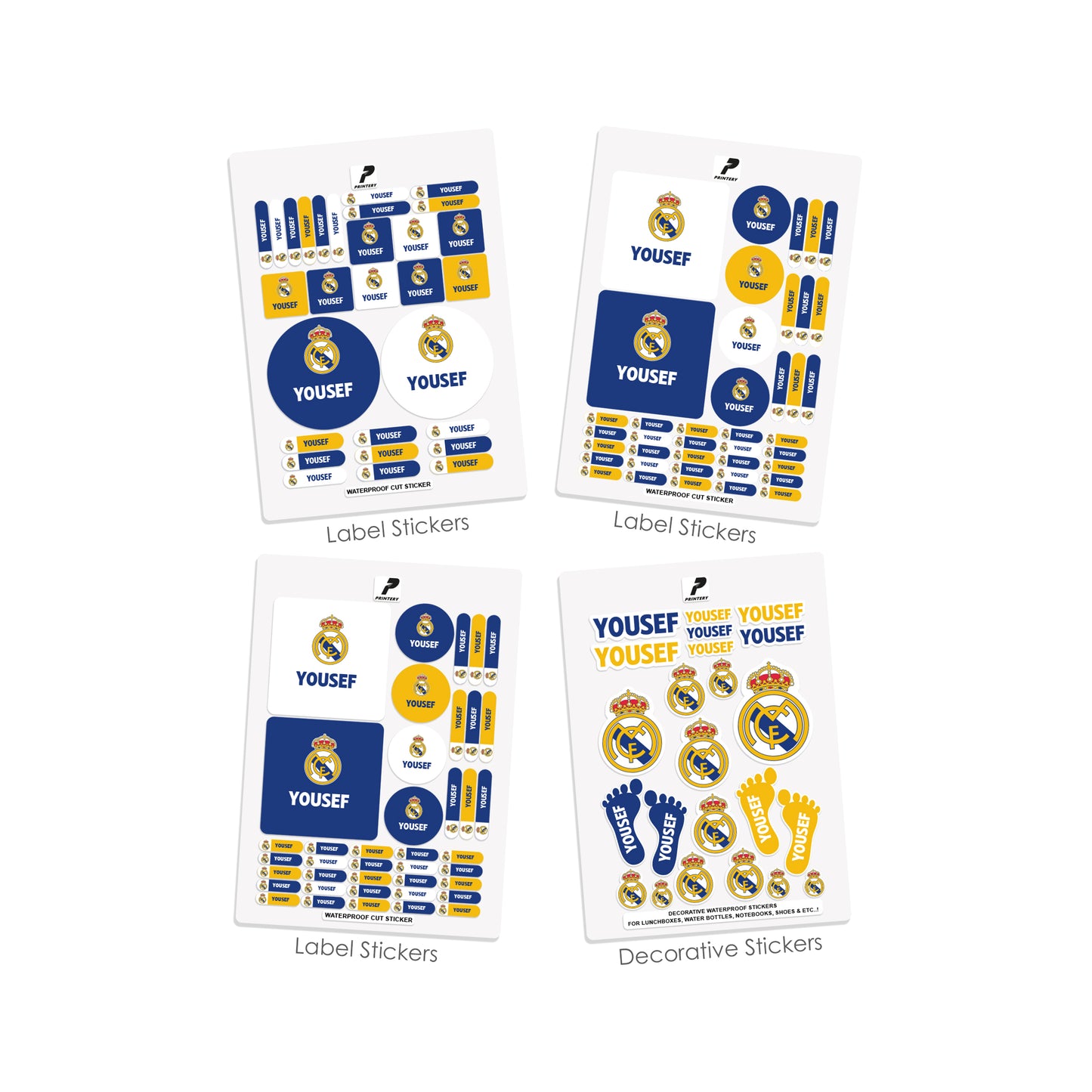 School Label Stickers Pack D098 - Real Madrid