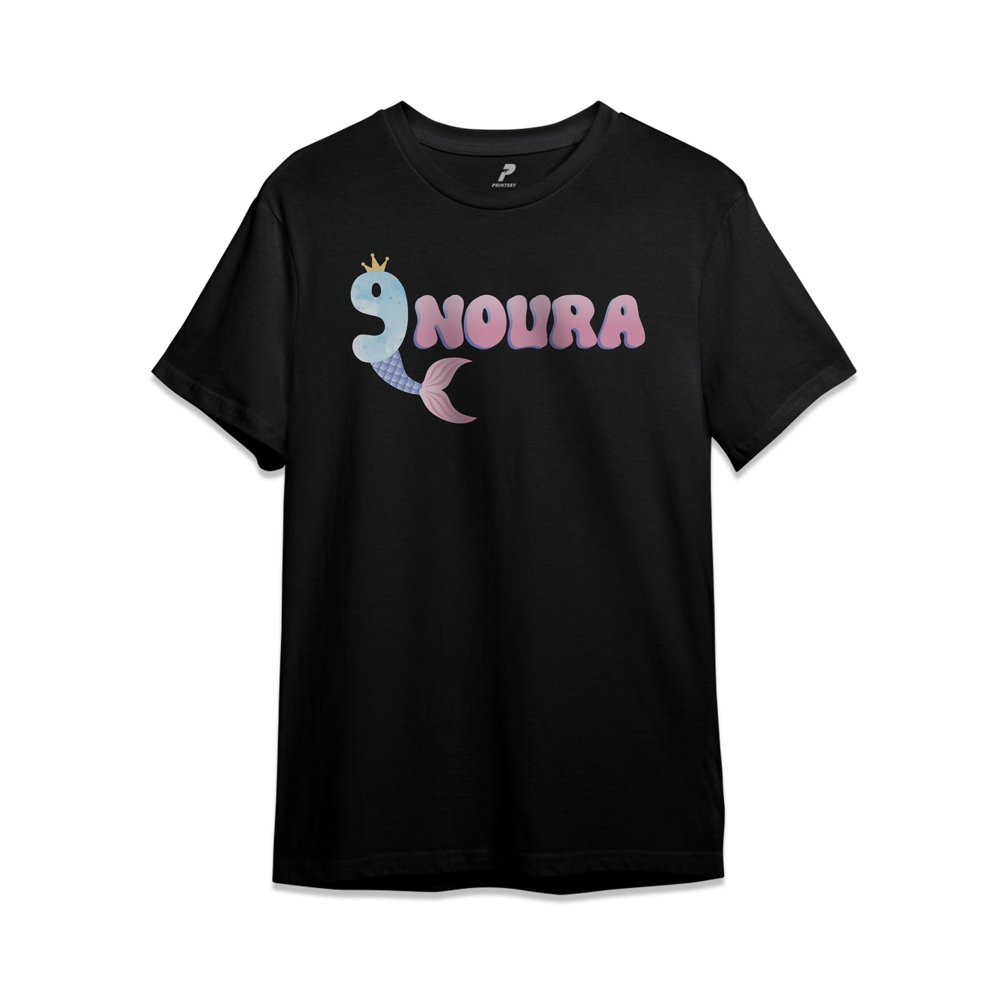 Mermaid Theme Birthday T-Shirt Black