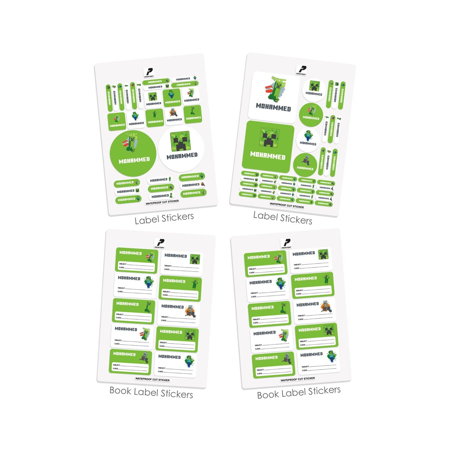 School Label Stickers Pack D102 - Minecraft