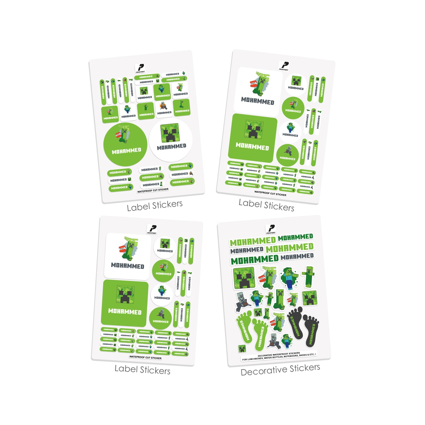 School Label Stickers Pack D102 - Minecraft