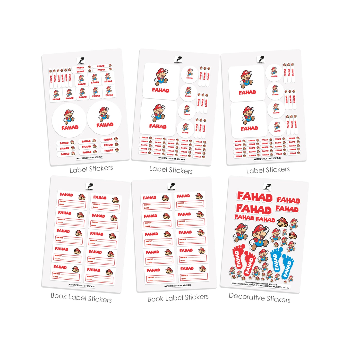 School Label Stickers Pack D135 - Mario