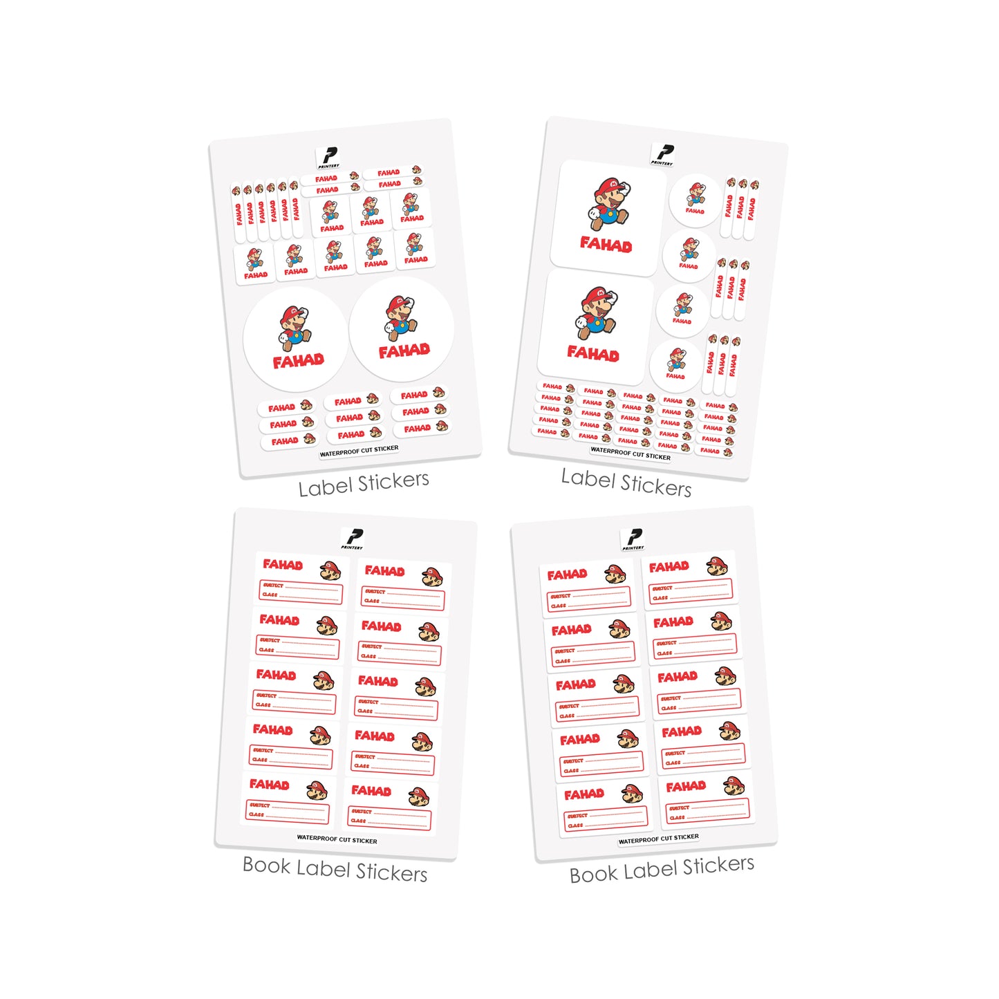 School Label Stickers Pack D135 - Mario