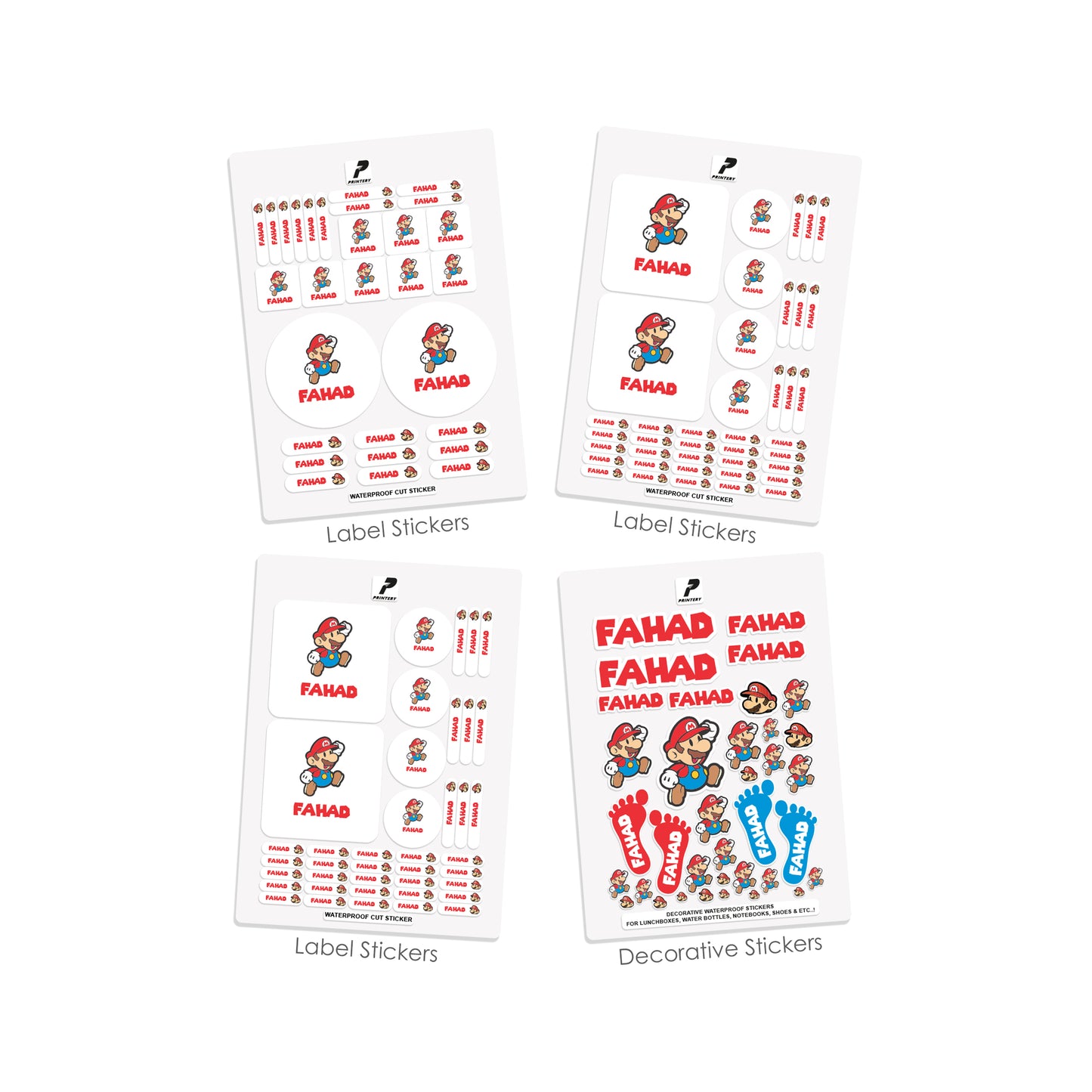 School Label Stickers Pack D135 - Mario