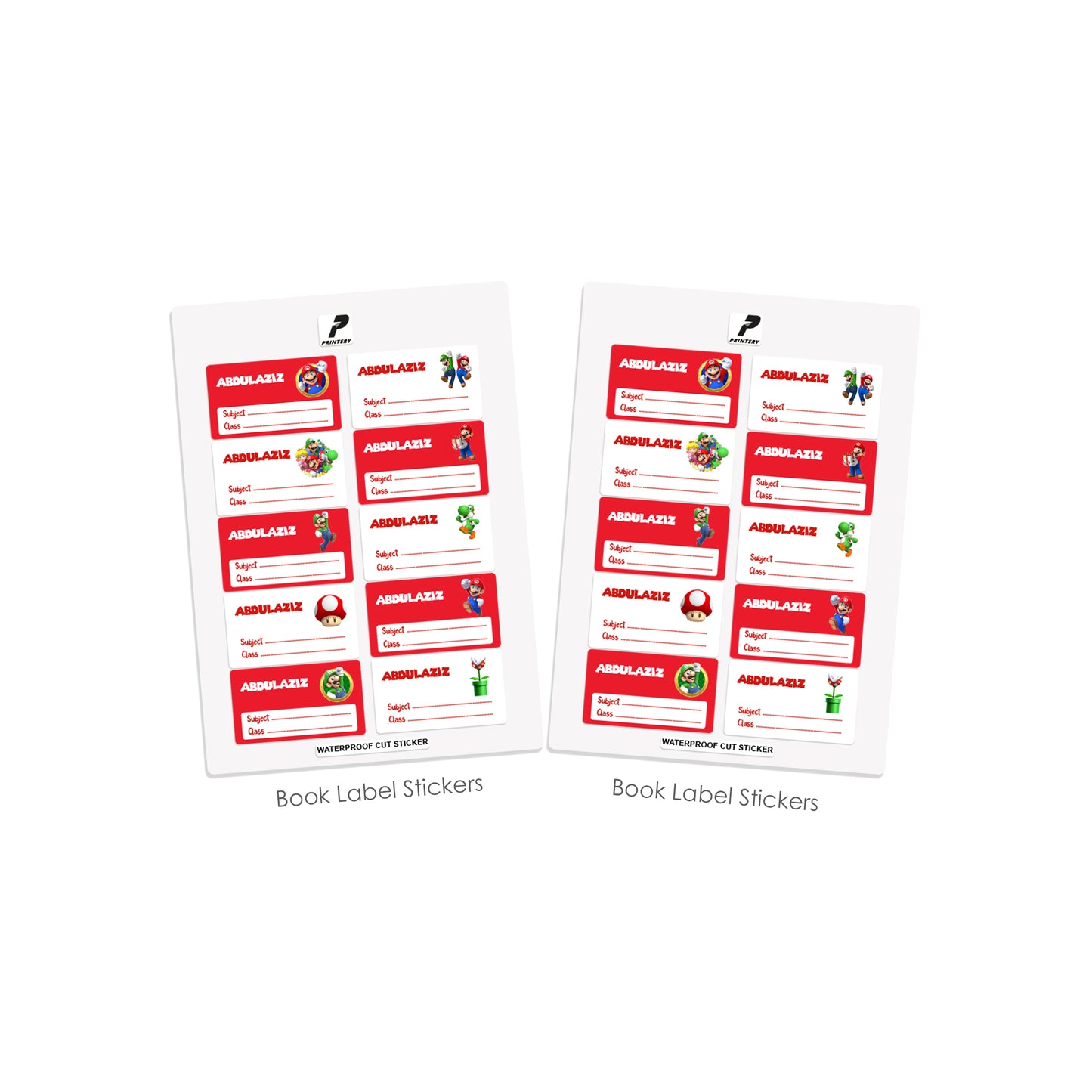 School Label Stickers Pack D136 - Mario