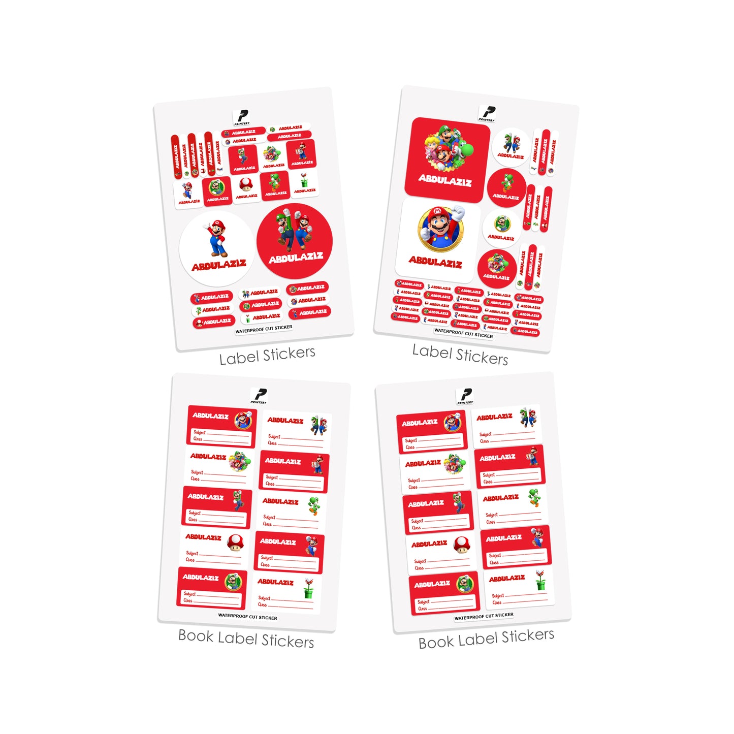 School Label Stickers Pack D136 - Mario