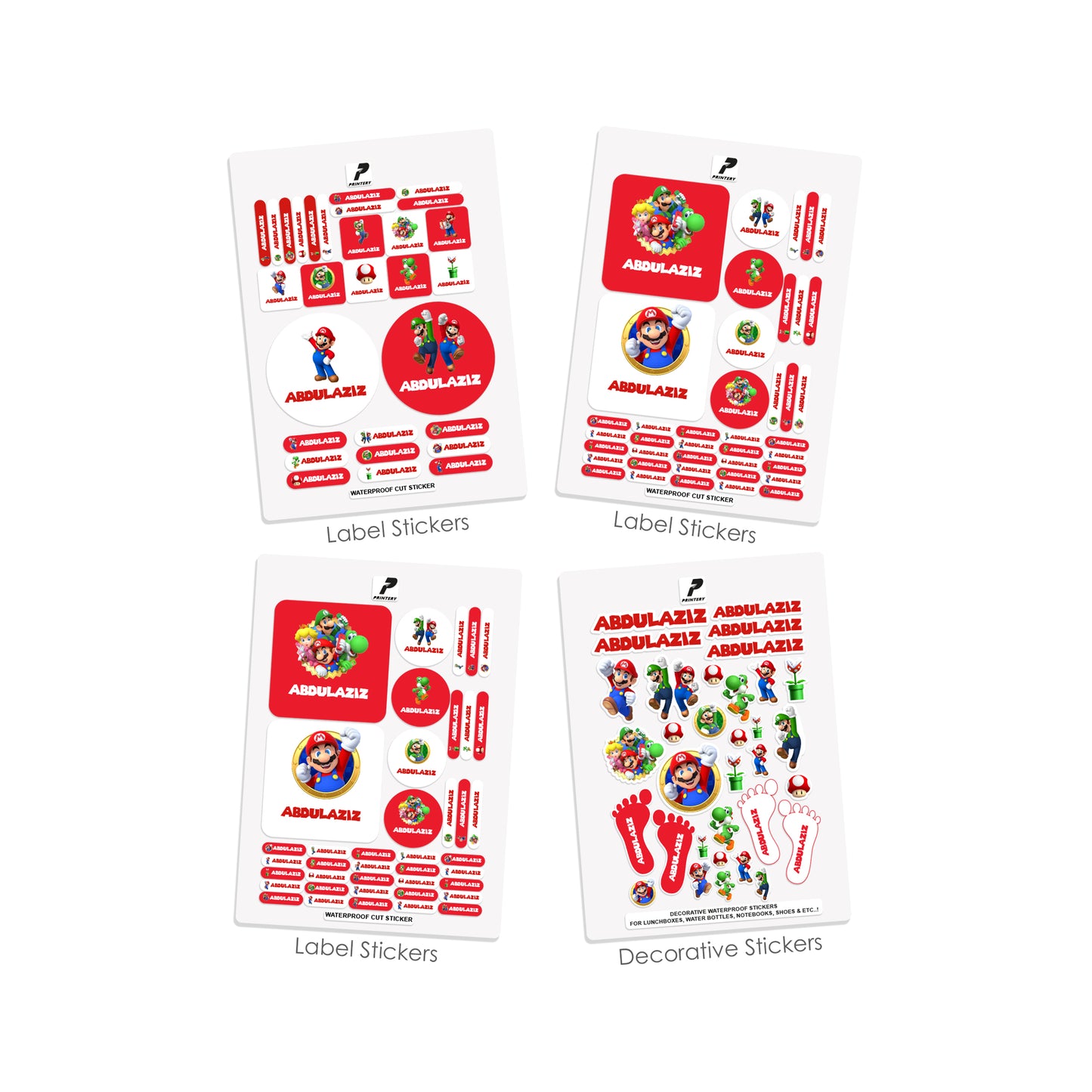 School Label Stickers Pack D136 - Mario