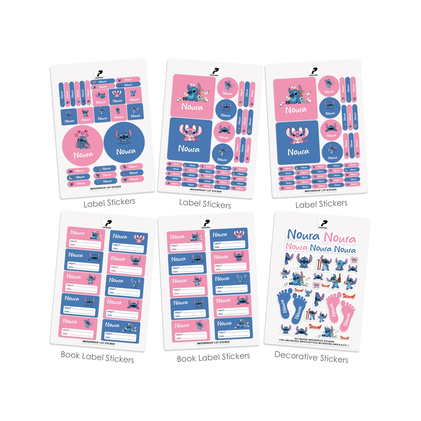 School Label Stickers Pack D125 - Stitch