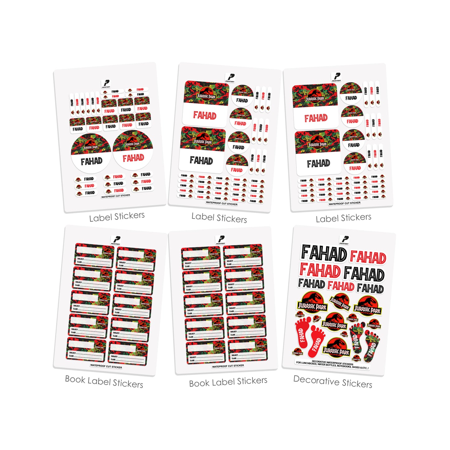 School Label Stickers Pack D114 - Jurassic Park