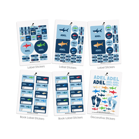 School Label Stickers Pack D106 - Sharks