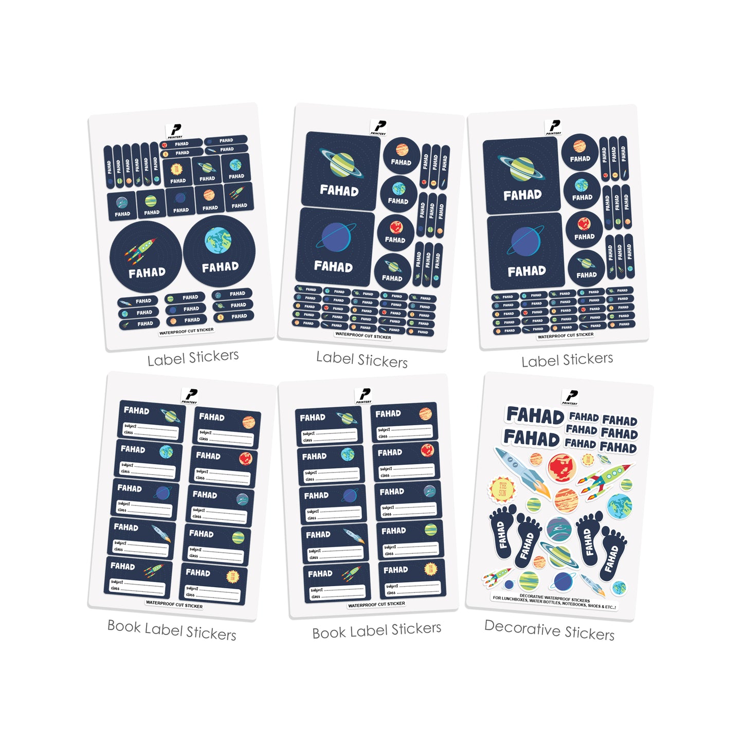 School Label Stickers Pack D107 - Space