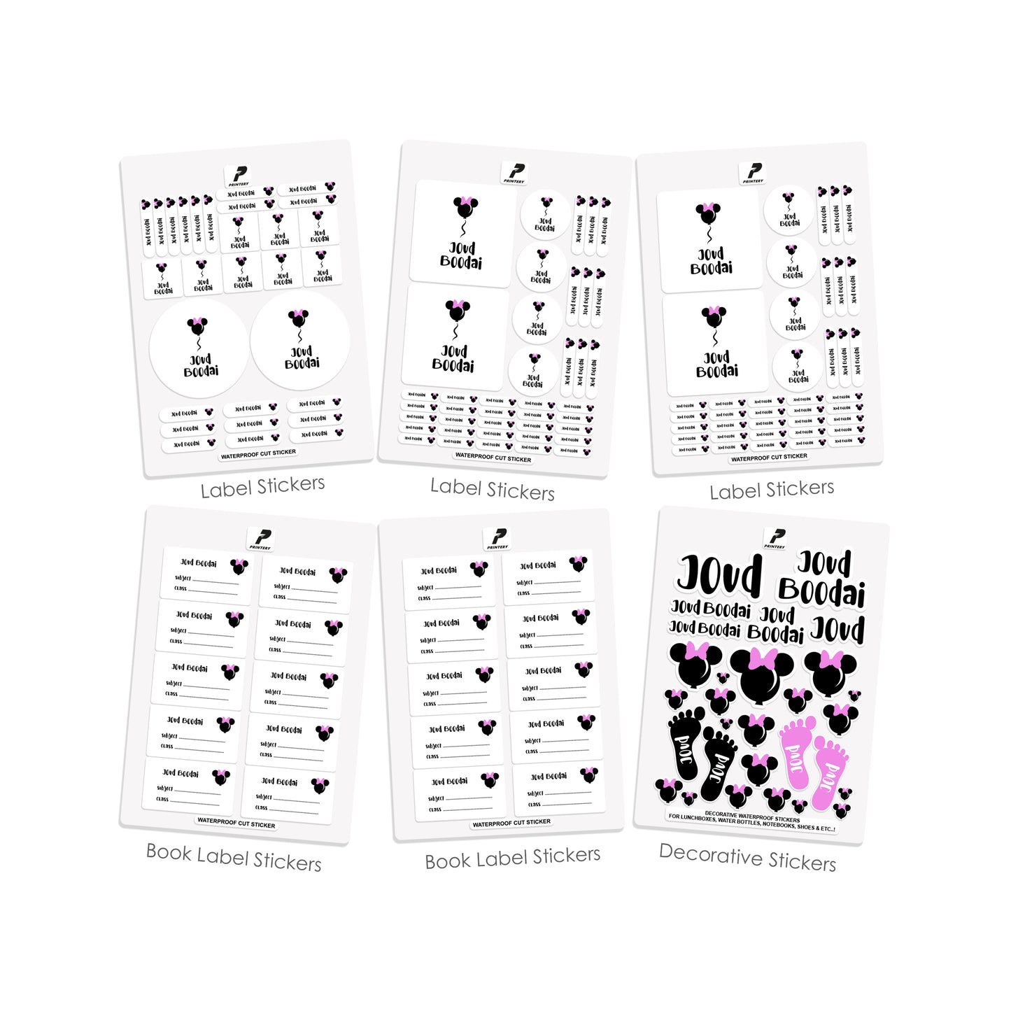 School Label Stickers Pack D050 - Minnie Mouse