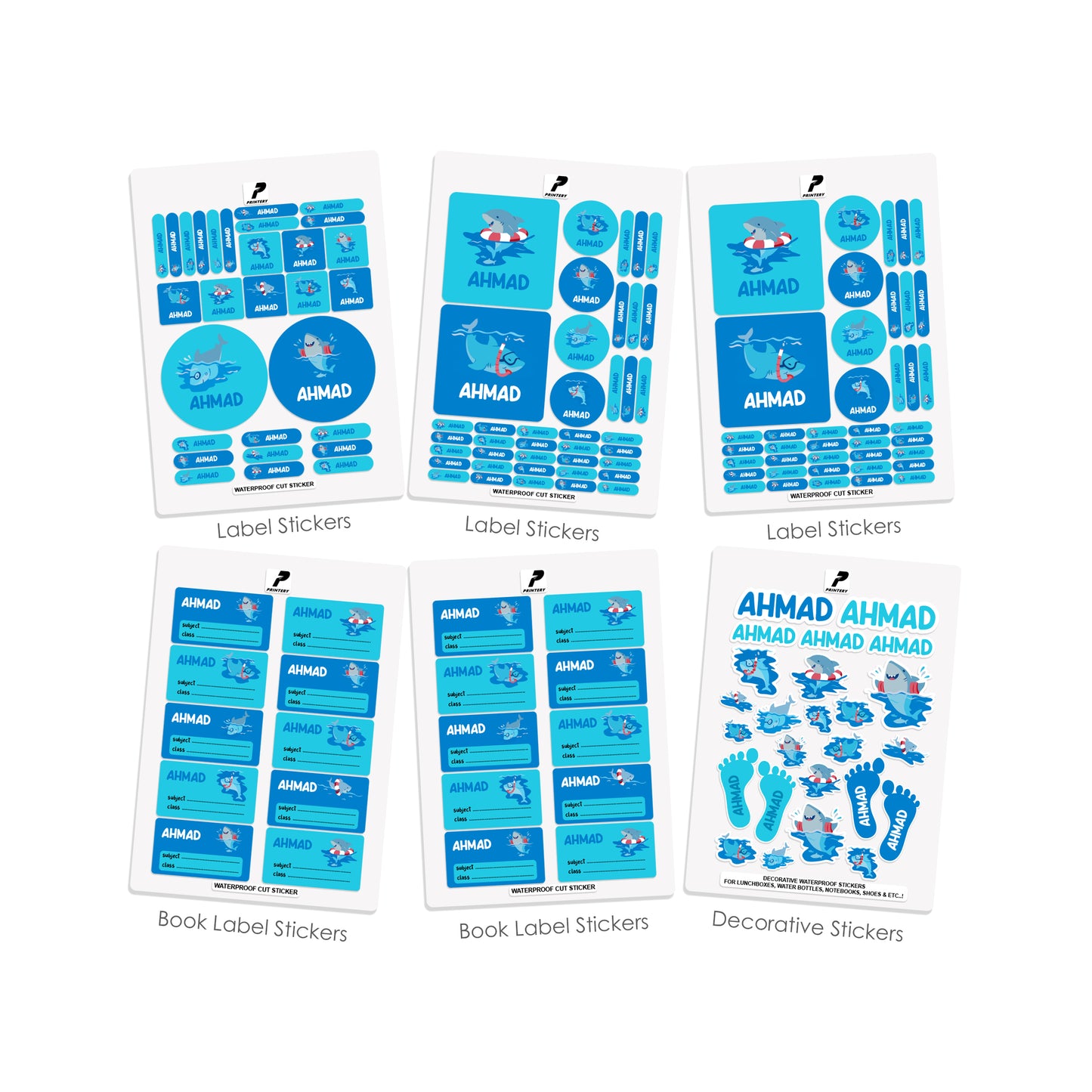 School Label Stickers Pack D112 - Shark