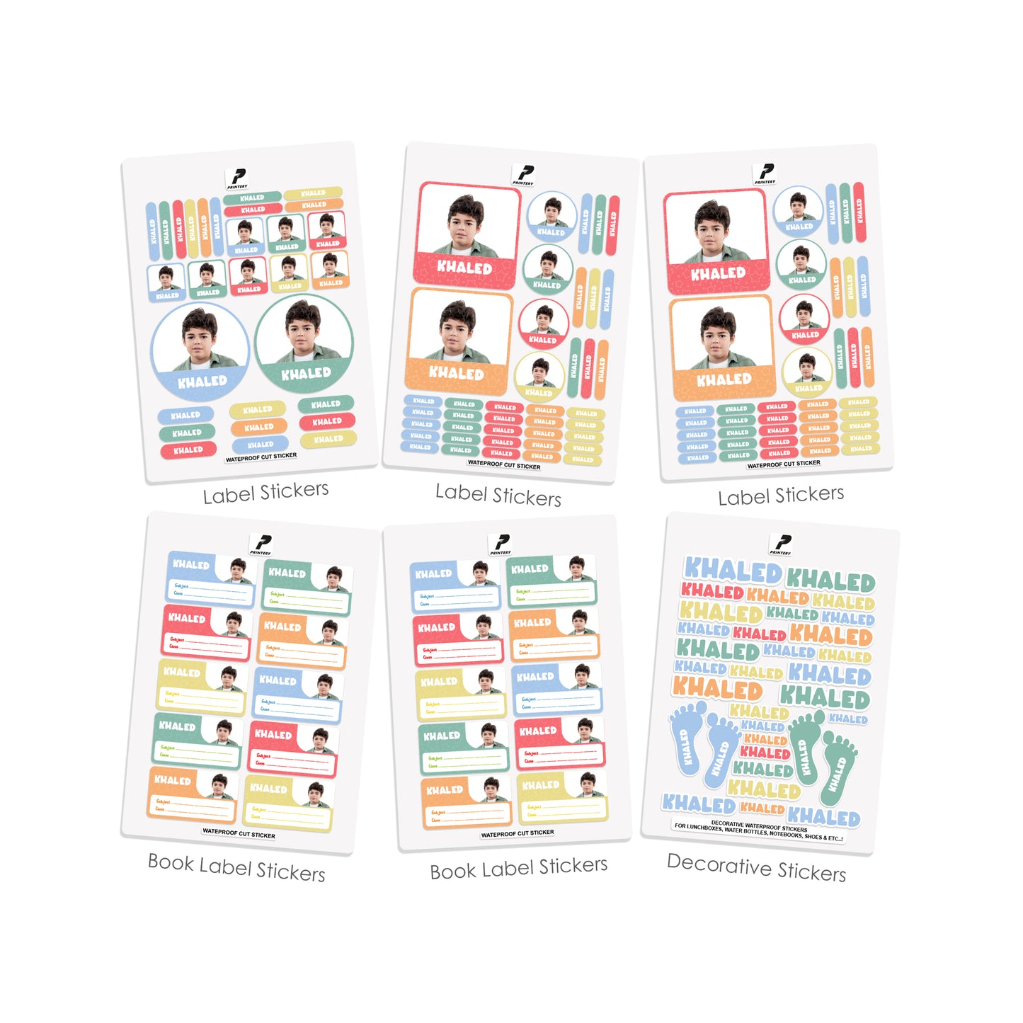 School Label Stickers Pack D134 - Boy Photo Theme