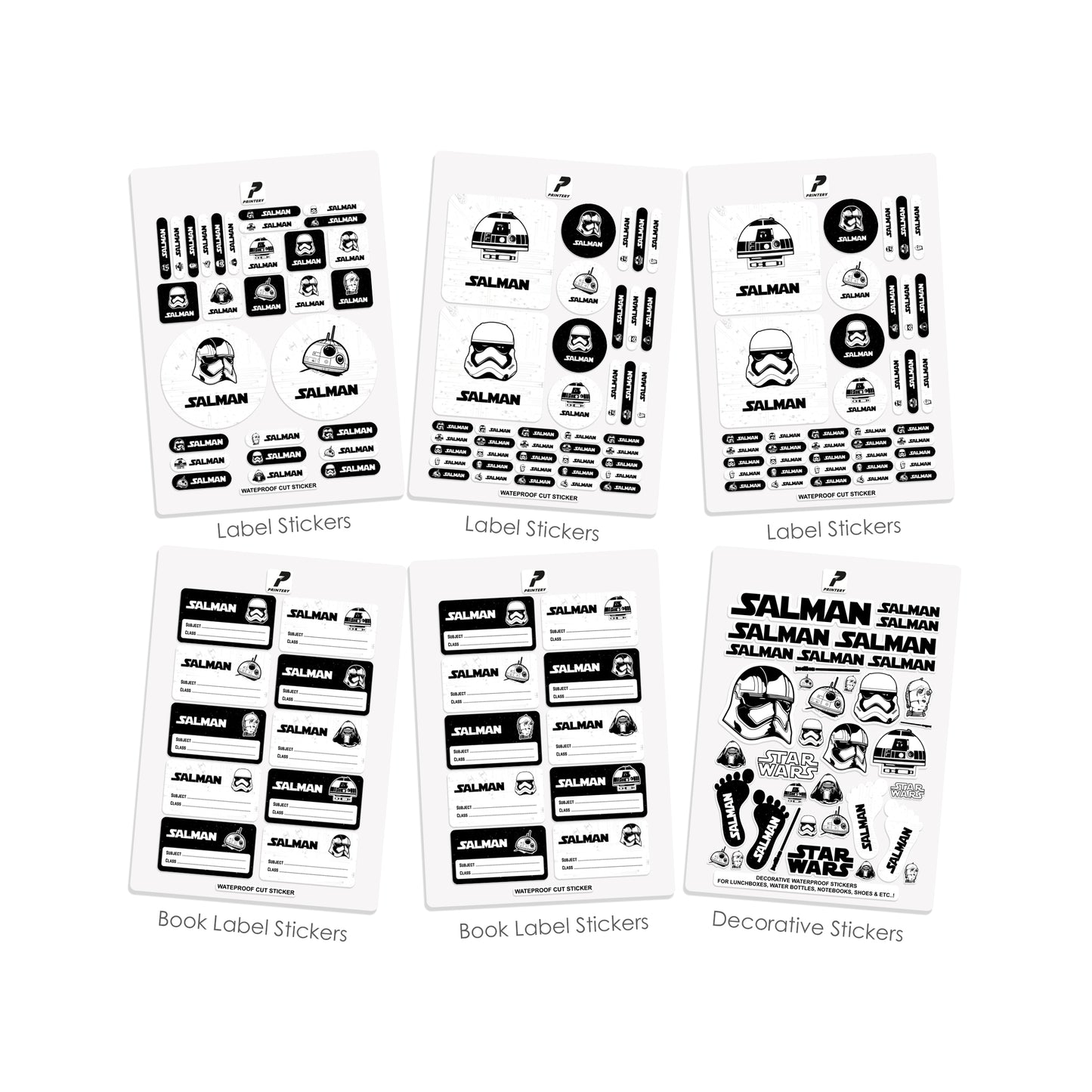 School Label Stickers Pack D124 - Starwars