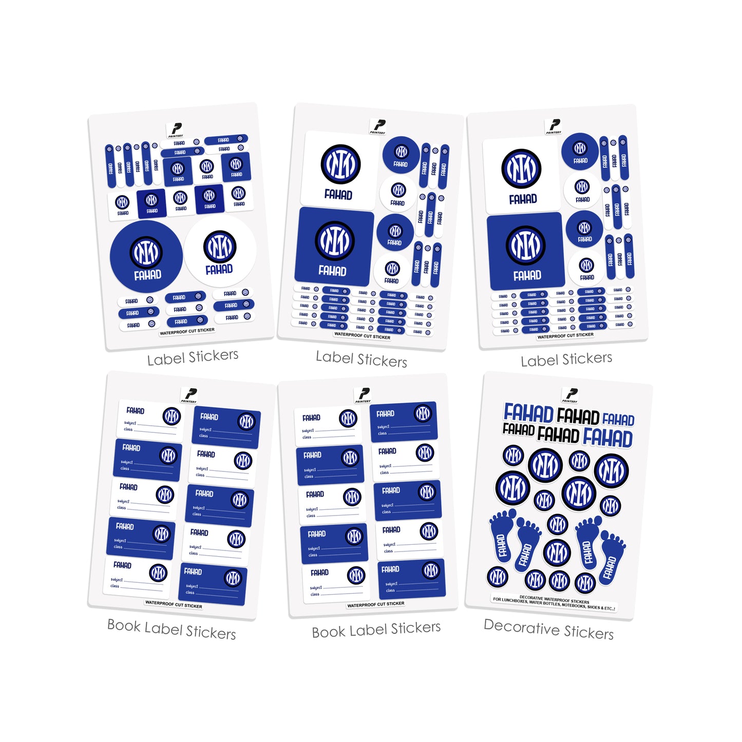 School Label Stickers Pack D093 - Inter Milan