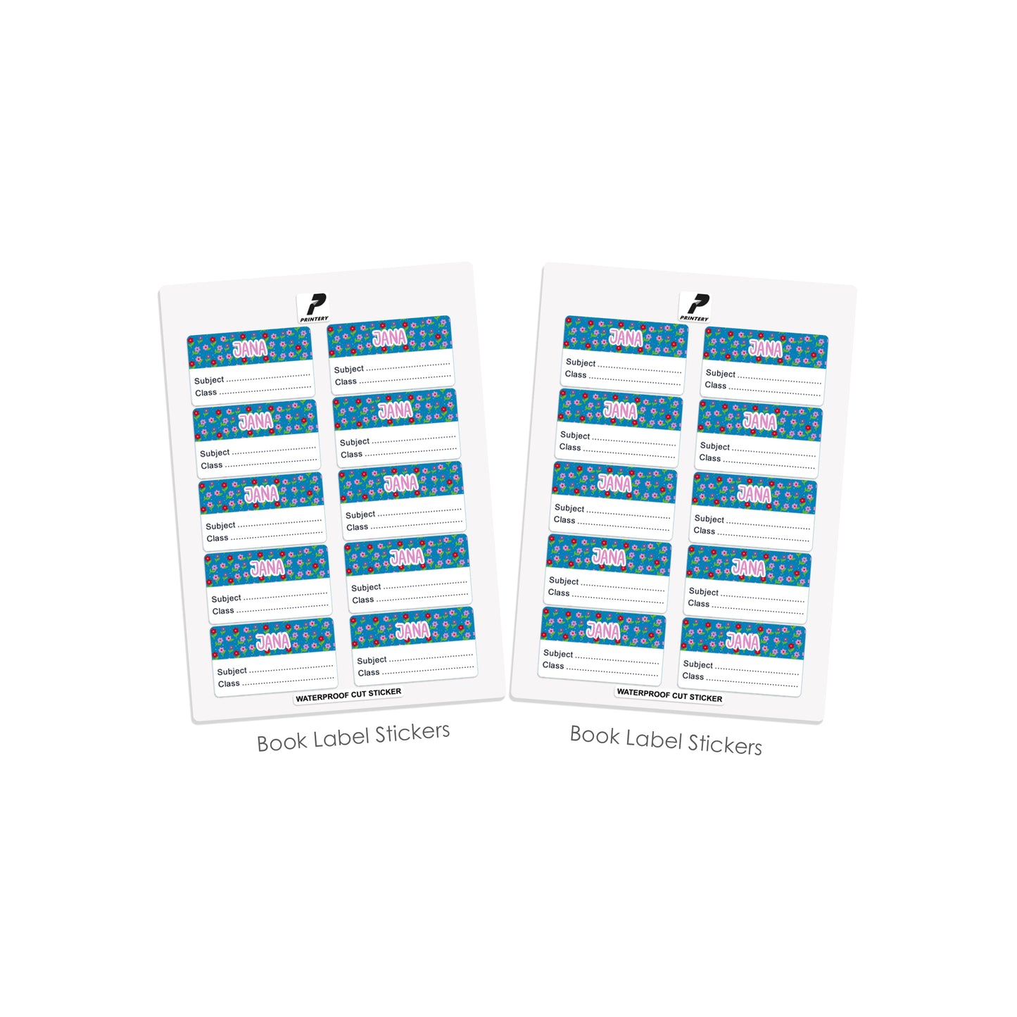 School Label Stickers Pack D053 -  Flowers Pattern