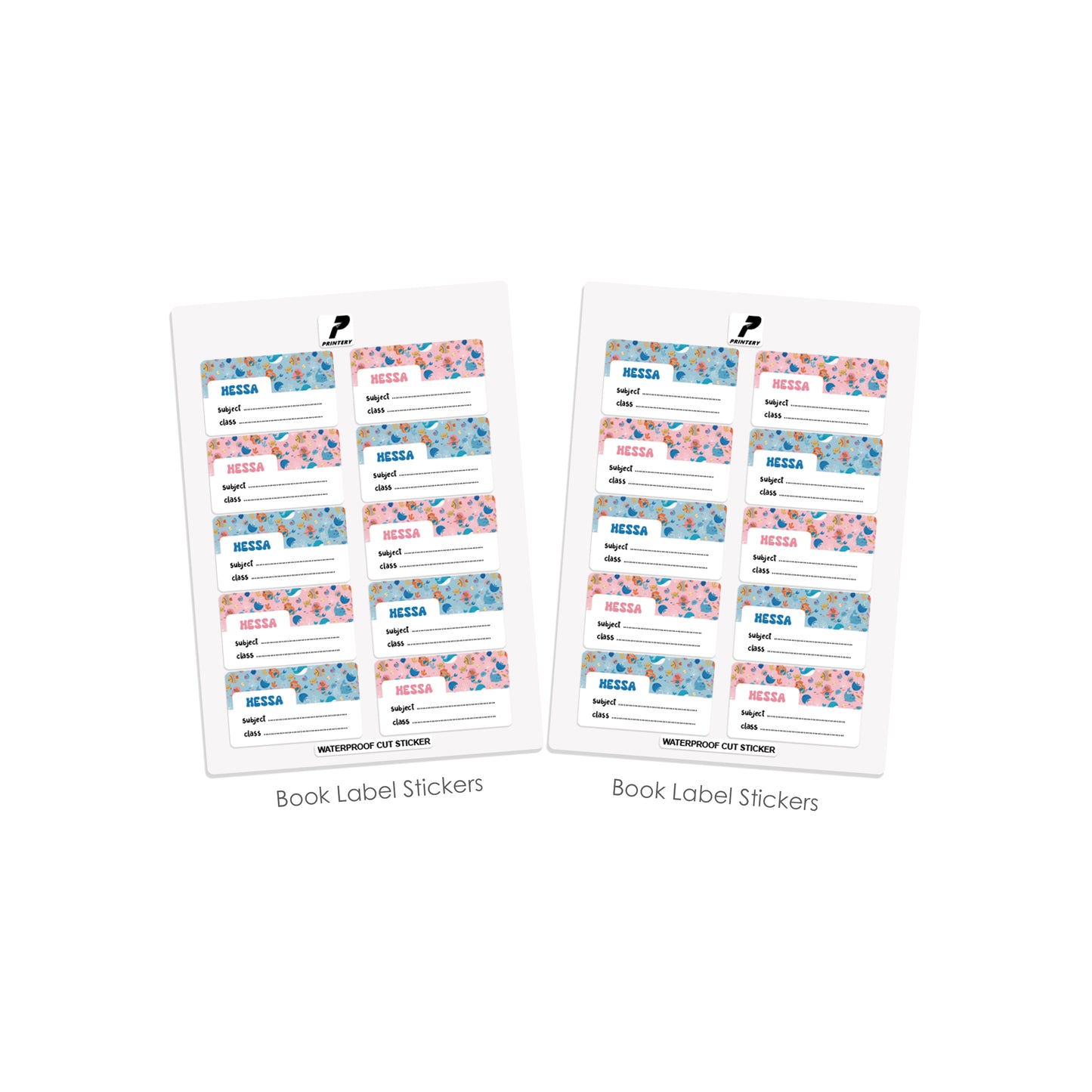 School Label Stickers Pack D113 - Whales and Mermaids