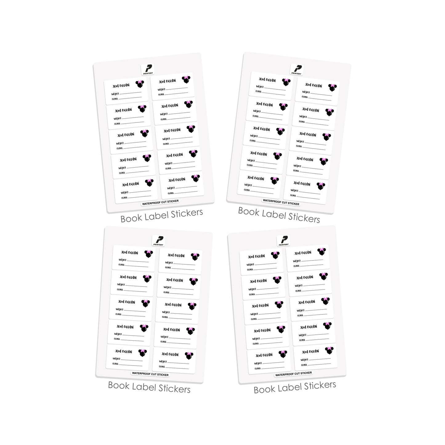 School Label Stickers Pack D050 - Minnie Mouse