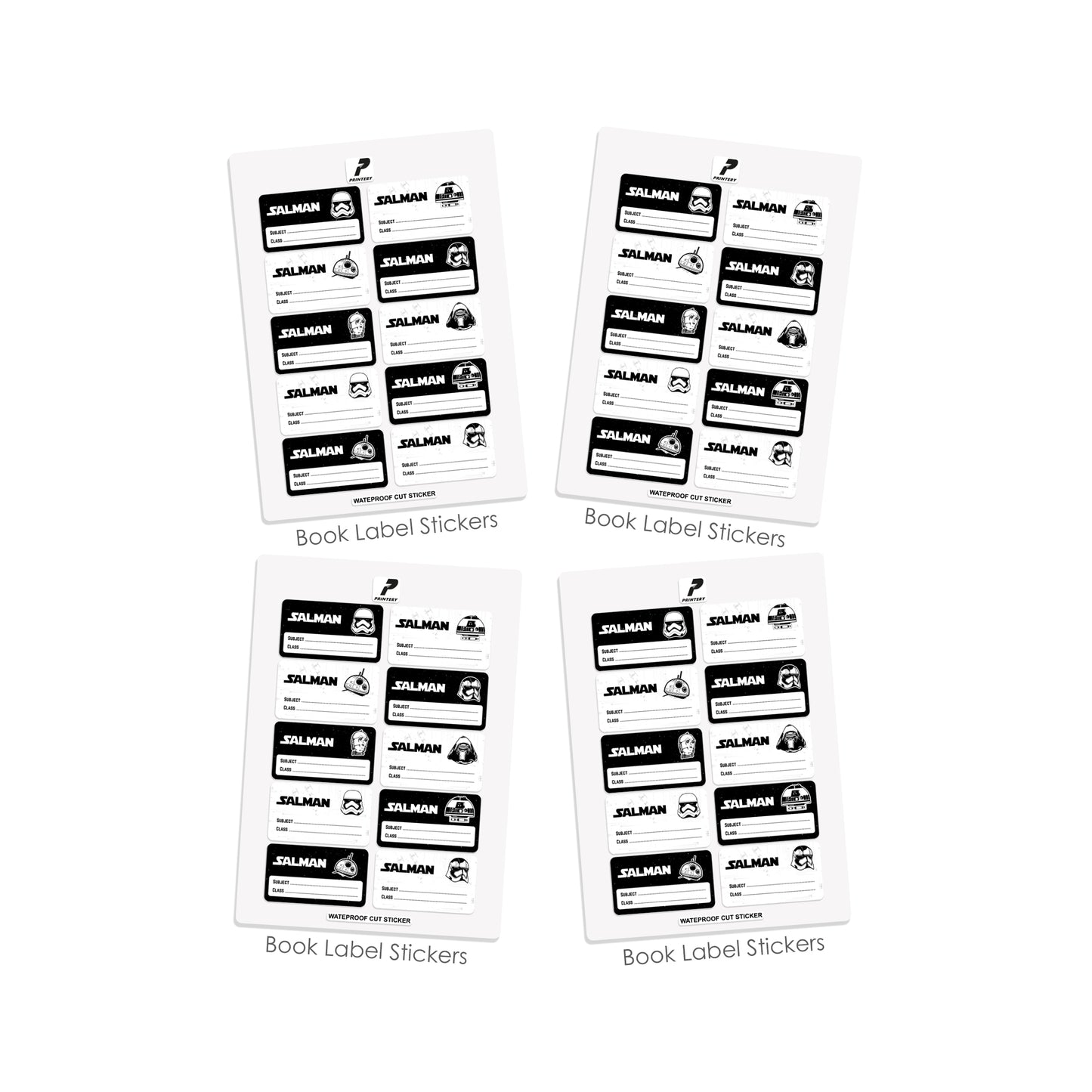 School Label Stickers Pack D124 - Starwars