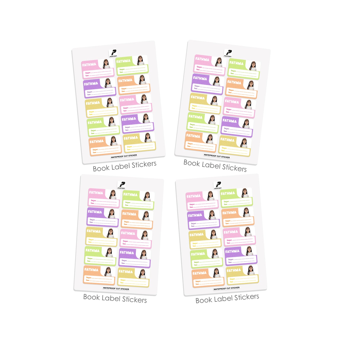 School Label Stickers Pack D134 - Girl Photo Theme