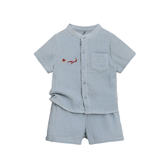 Ramadan Light Blue Pocket Shirt Set RD10-2