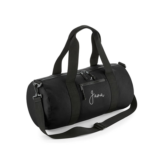 Black Recycled Barrel Bag D04