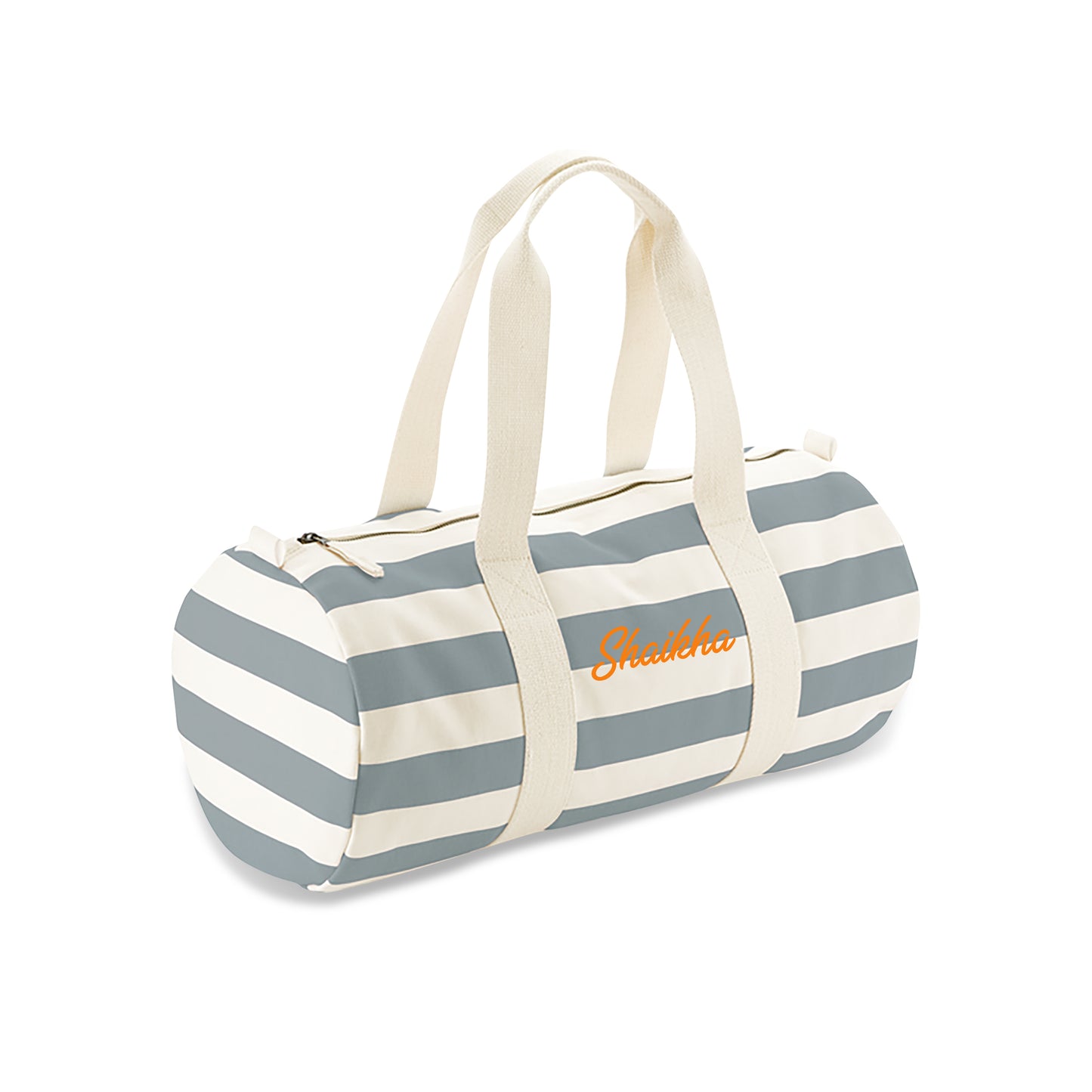 Gray Stripes Organic Barrel Bag D12