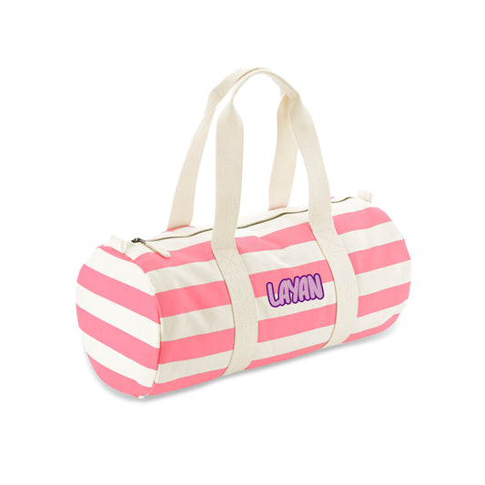 Pink Stripes Organic Barrel Bag D13