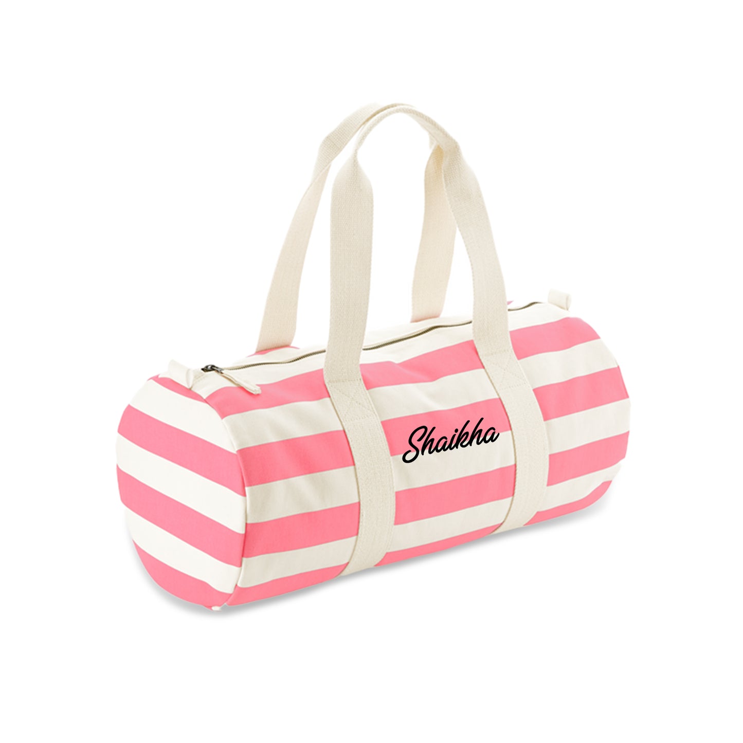 Pink Stripes Organic Barrel Bag D12