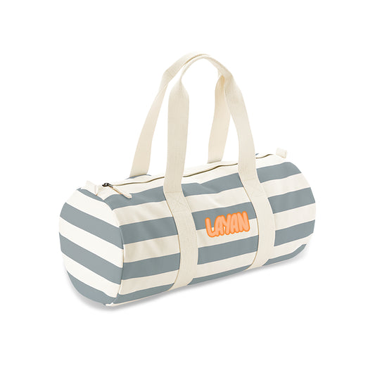 Gray Stripes Organic Barrel Bag D13