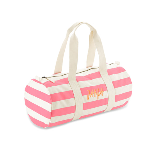 Pink Stripes Organic Barrel Bag D14