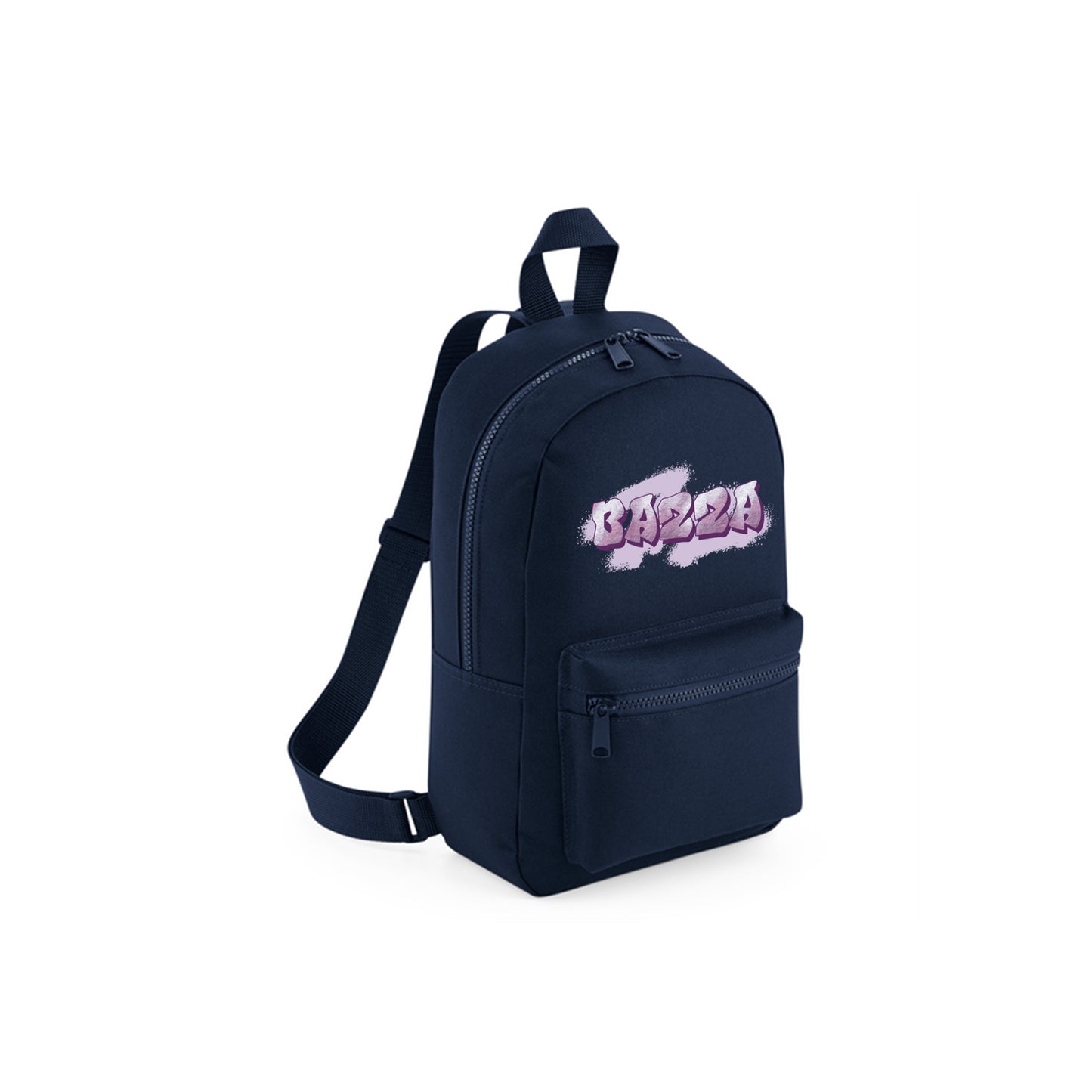 Navy Blue Recycled Mini Backpack - Graffiti