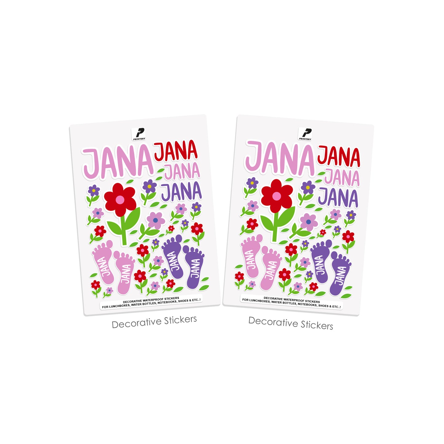 School Label Stickers Pack D053 -  Flowers Pattern