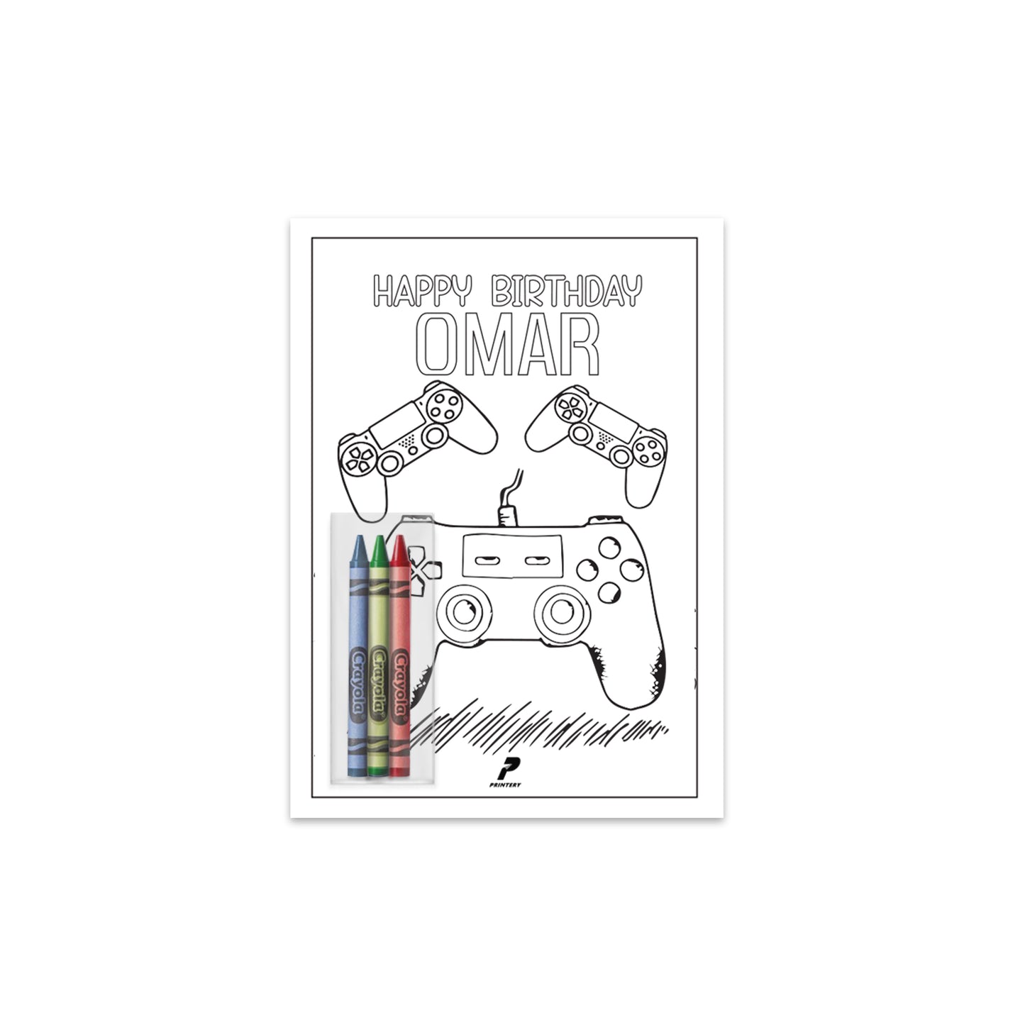 Joystick theme Birthday Coloring Card