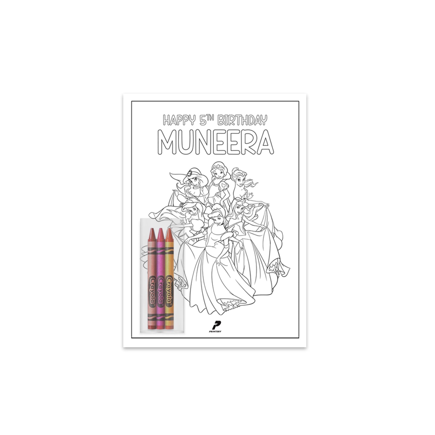 Princess theme Birthday Coloring Card