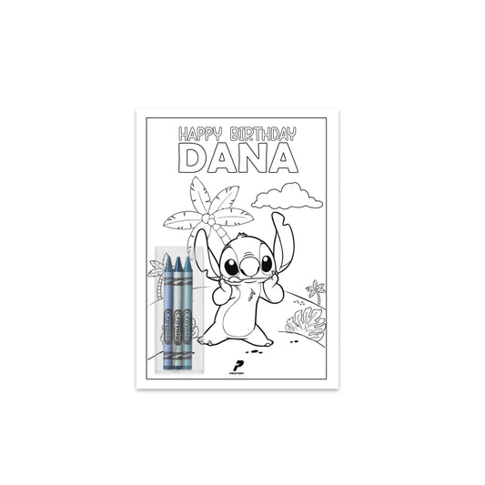 Stitch theme Birthday Coloring Card