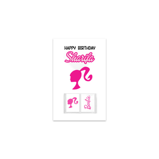 Barbie Theme Birthday Tattoo Card