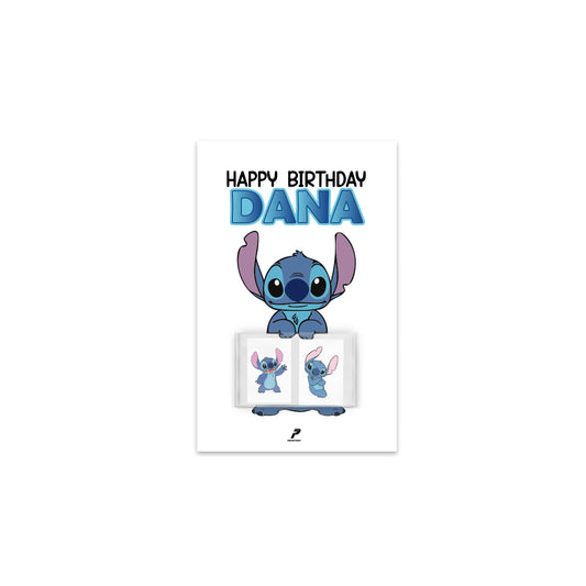 Stitch Theme Birthday Tattoo Card