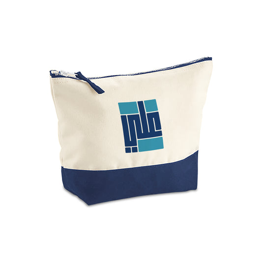 Natural/Blue Organic Accessory Bag D08