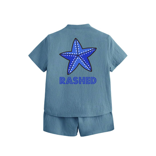 Light Blue Summer Shirt Set Star Fish