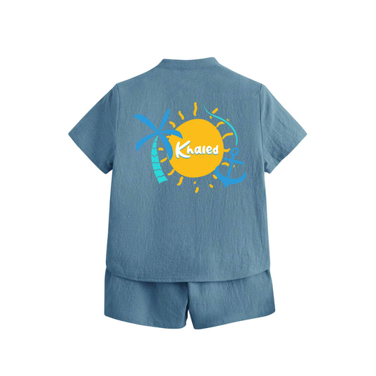 Light Blue Summer Shirt Set Beach