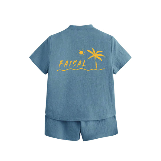 Light Blue Summer Shirt Set Beach 2